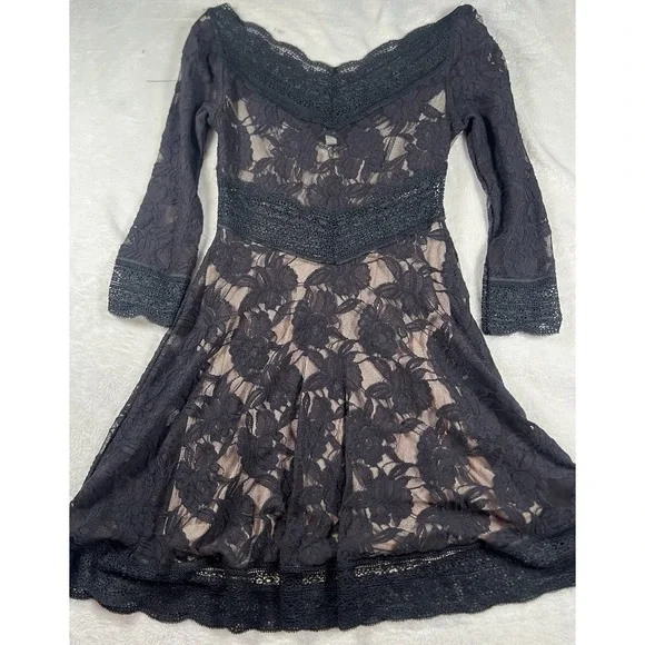 Free People Lacey Affair Lace Cutout Mini Dress in Black Size XS RETAIL $168 - Picture 8 of 15